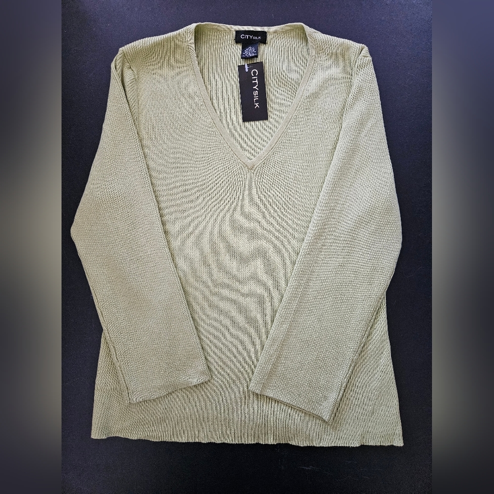 "City Silk" Silk Blend Lime Green Top - NWT - Size XL